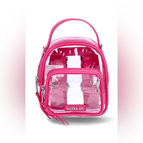 Madden Nyc Handbags - Madden NYC Clear Mini Convertible Backpack Fuchsia NWT